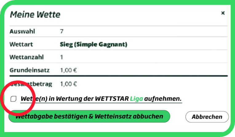 Meine Wette – Liga aufnehmen